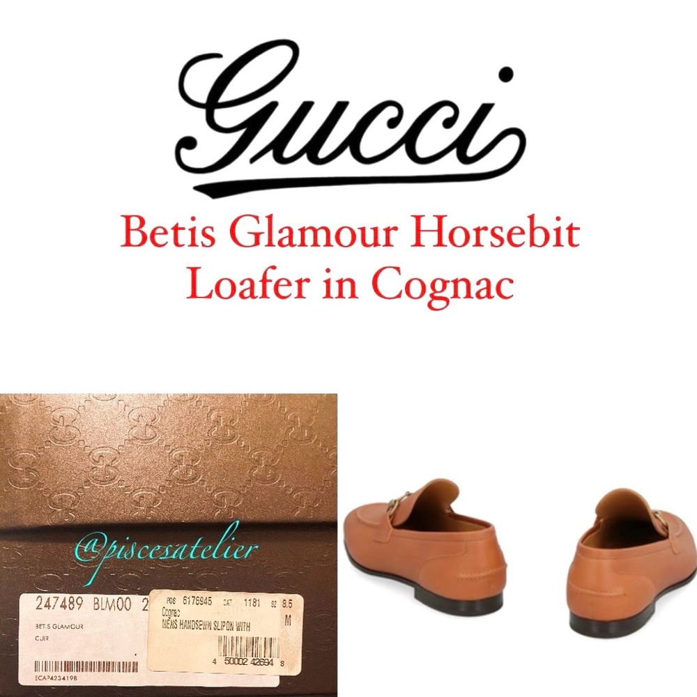 Gucci Betis Glamour Cuir Cognac Leather Horsebit Loafer 247489 BLM00 2535, 8.5 - Picture 14 of 16
